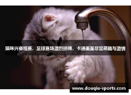 猫咪兴奋观赛，足球赛场激烈拼搏，卡通画面尽显萌趣与激情